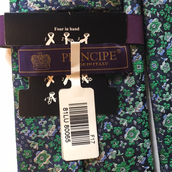Principe Italian tie green floral - Picture 7 of 10